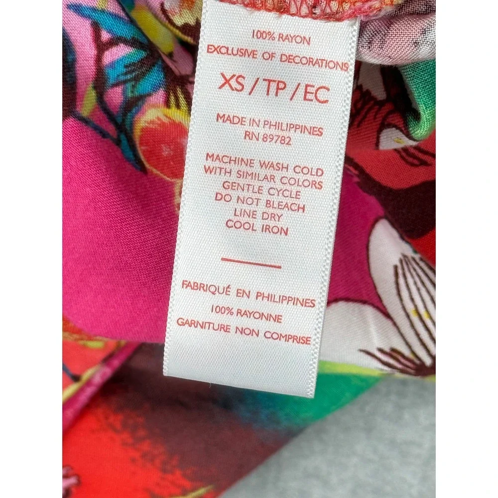 Josie Natori‎ Geisha Floral Print V-Neck Sleep Top Pink Multicolor XS